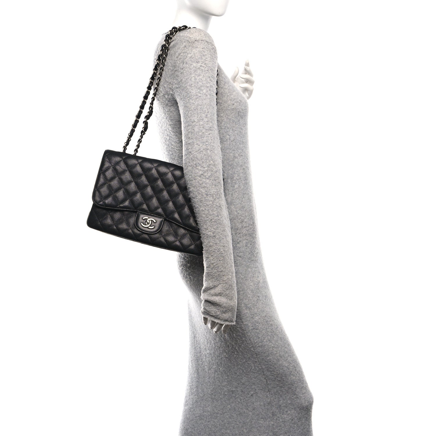 Chanel Caviar Quilted Jumbo Single Flap Black 2 of 12