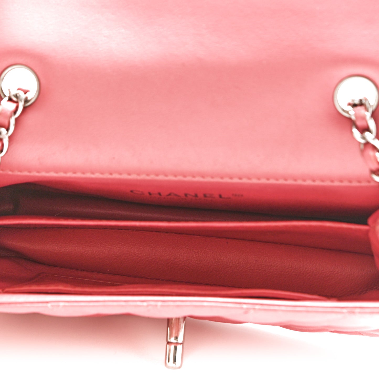 Lambskin Quilted Extra Mini Rectangular Flap Pink