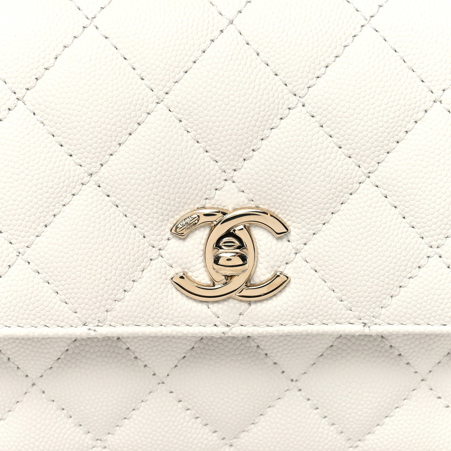 Caviar Quilted Mini Coco Chain Handle Flap White