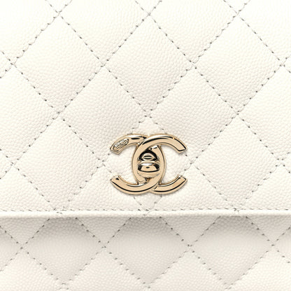 Chanel Caviar Quilted Mini Coco Chain Handle Flap White 8 of 12