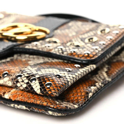 Gucci Snakeskin Medium Arli Flap Shoulder Bag Cognac Black 10 of 10