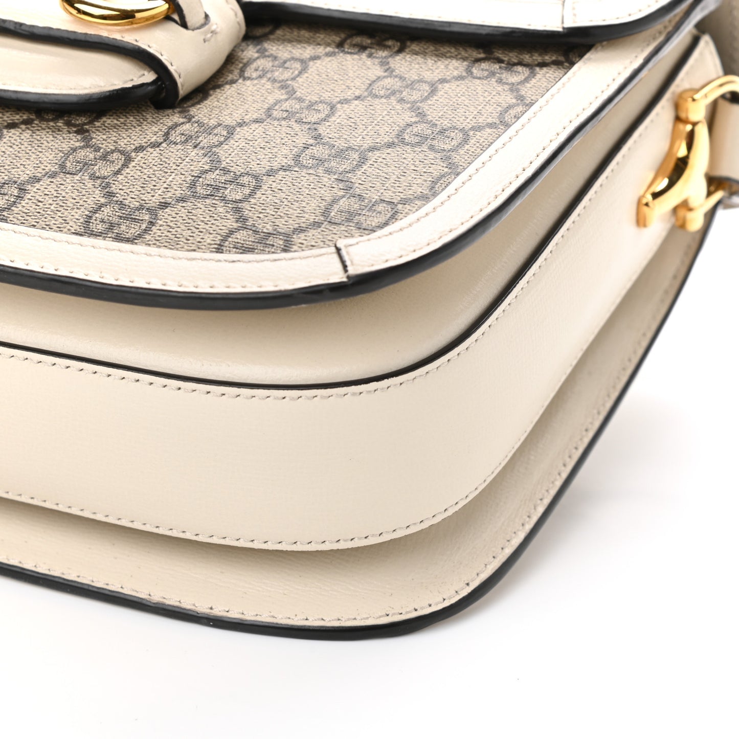 GG Supreme Monogram Horsebit 1955 Shoulder Bag Beige Mystic White