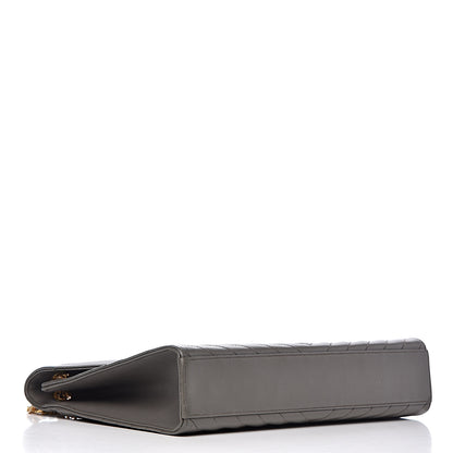 Saint Laurent Grain De Poudre Matelasse Chevron Large Monogram Satchel Earth 4 of 18