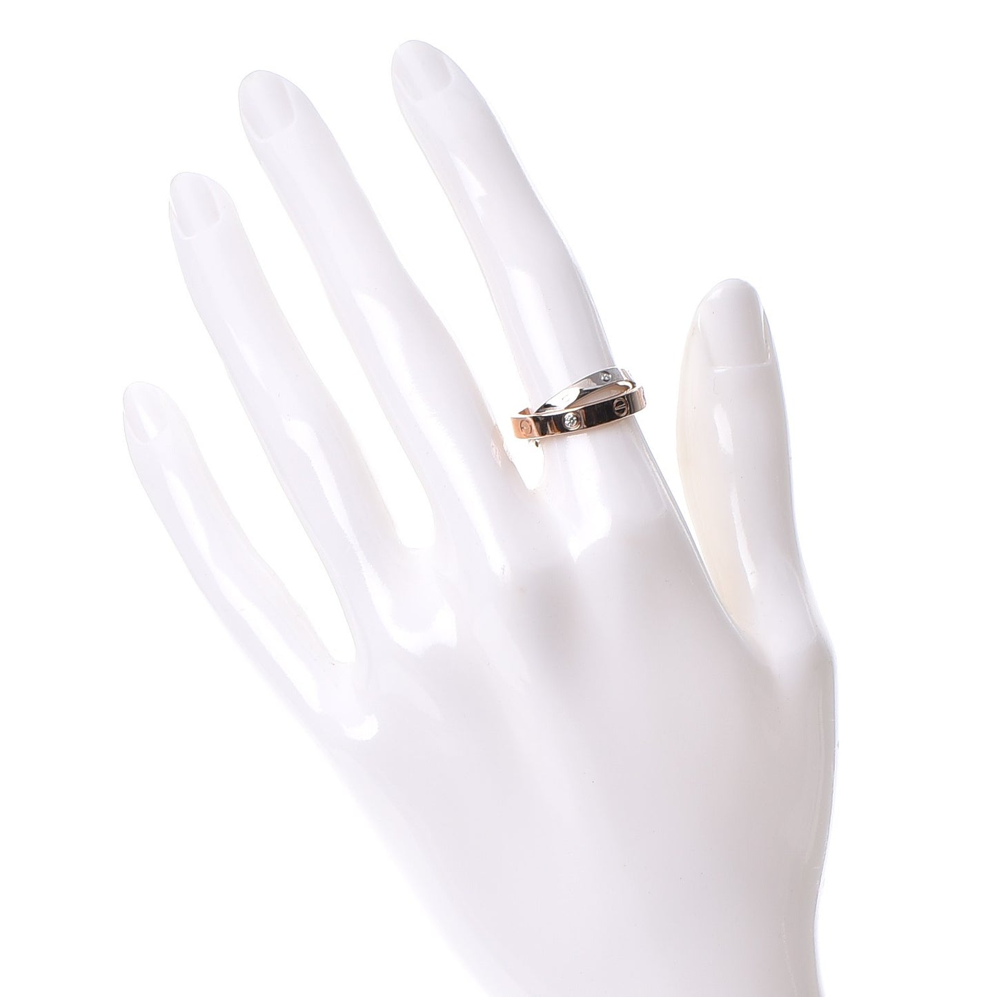 18K Pink White Gold 6 Diamonds LOVE Ring 49 4.75