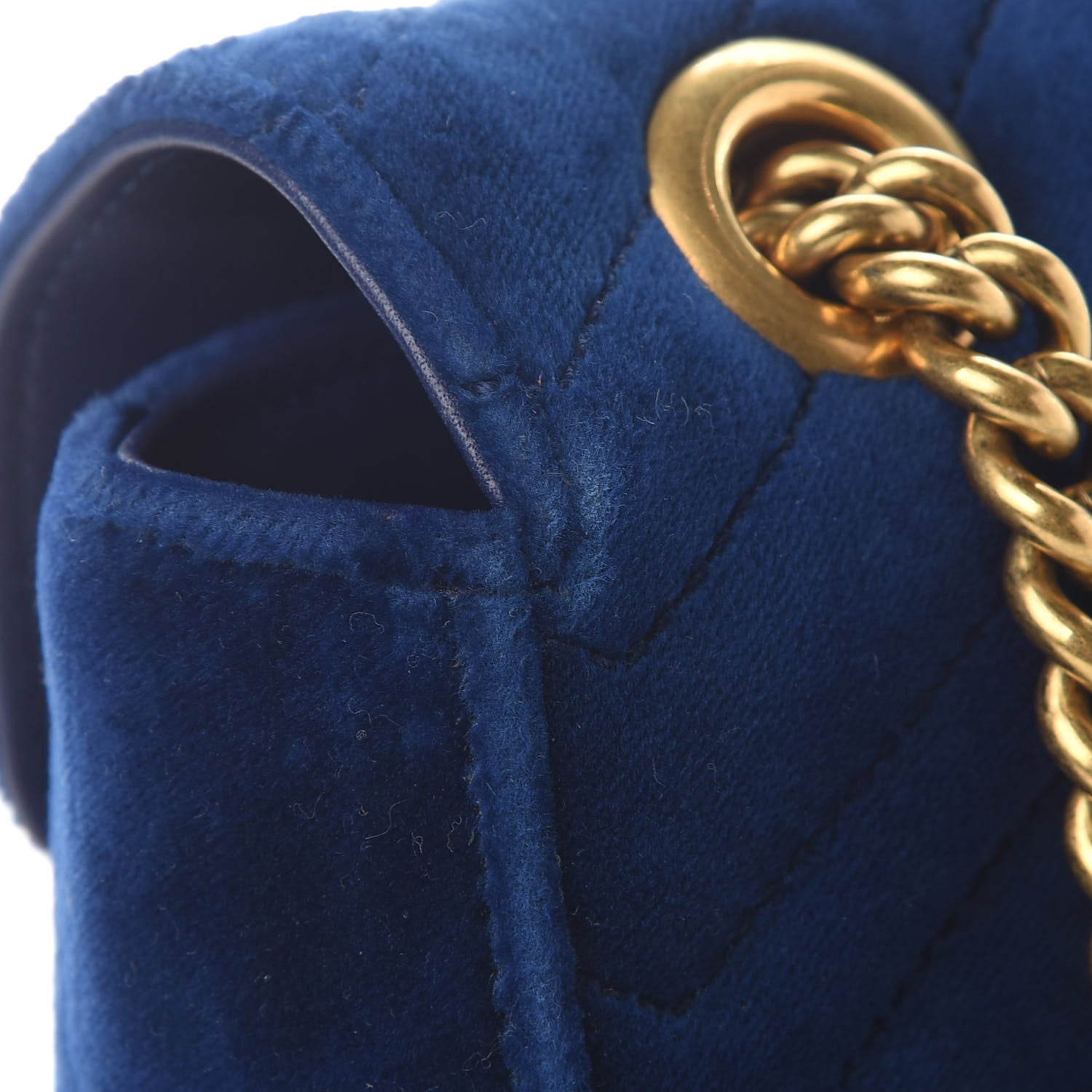 Gucci Velvet Matelasse Small GG Marmont Shoulder Bag Cobalt Blue 10 of 10
