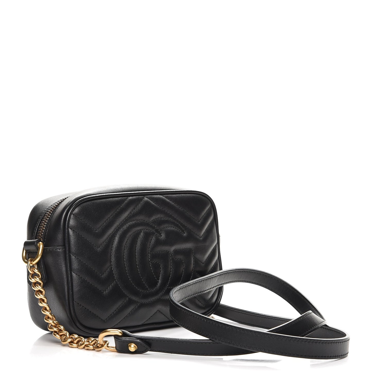 Calfskin Matelasse Mini GG Marmont Chain Shoulder Bag Black
