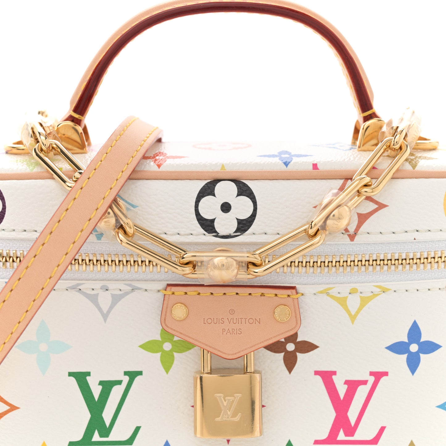 LV x TM Monogram Multicolor Vanity Chain Pouch White