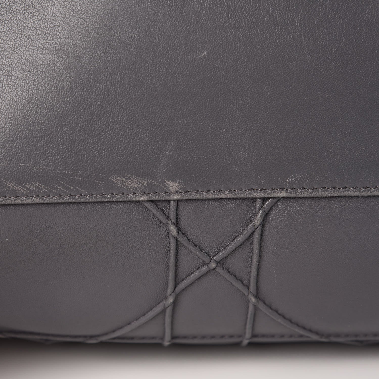 Christian Dior Lambskin Cannage Granville Polochon Grey 12 of 20