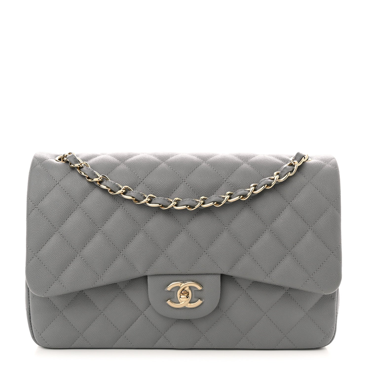 Chanel Caviar Quilted Jumbo Double Flap Grey 1 of 10