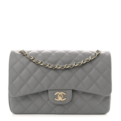 Chanel Caviar Quilted Jumbo Double Flap Grey 1 of 10