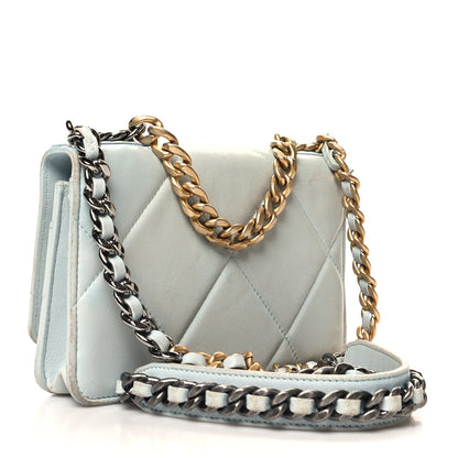 Chanel Lambskin Quilted Chanel 19 Wallet On Chain WOC Light Blue 3 of 16