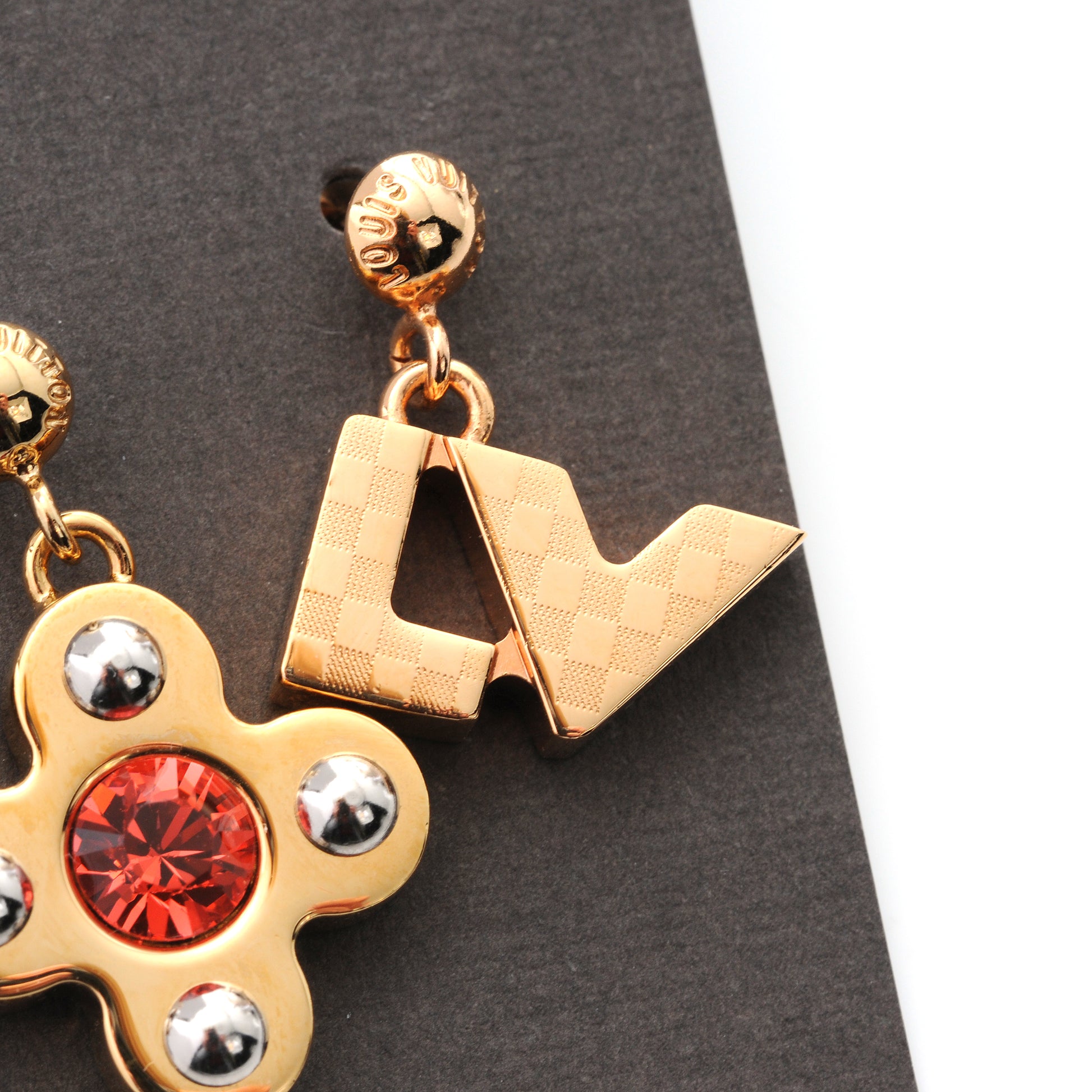 Louis Vuitton Swarovski Crystal Love Letters Earrings GM Set of 3 7 of 8