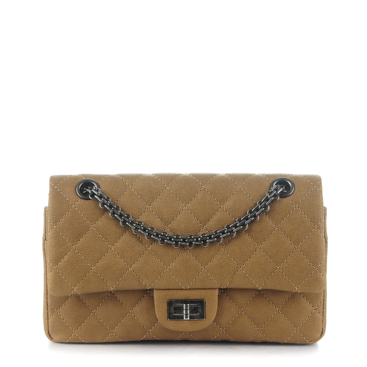 Metallic Calfskin Quilted 2.55 Reissue 225 Flap Dark Gold