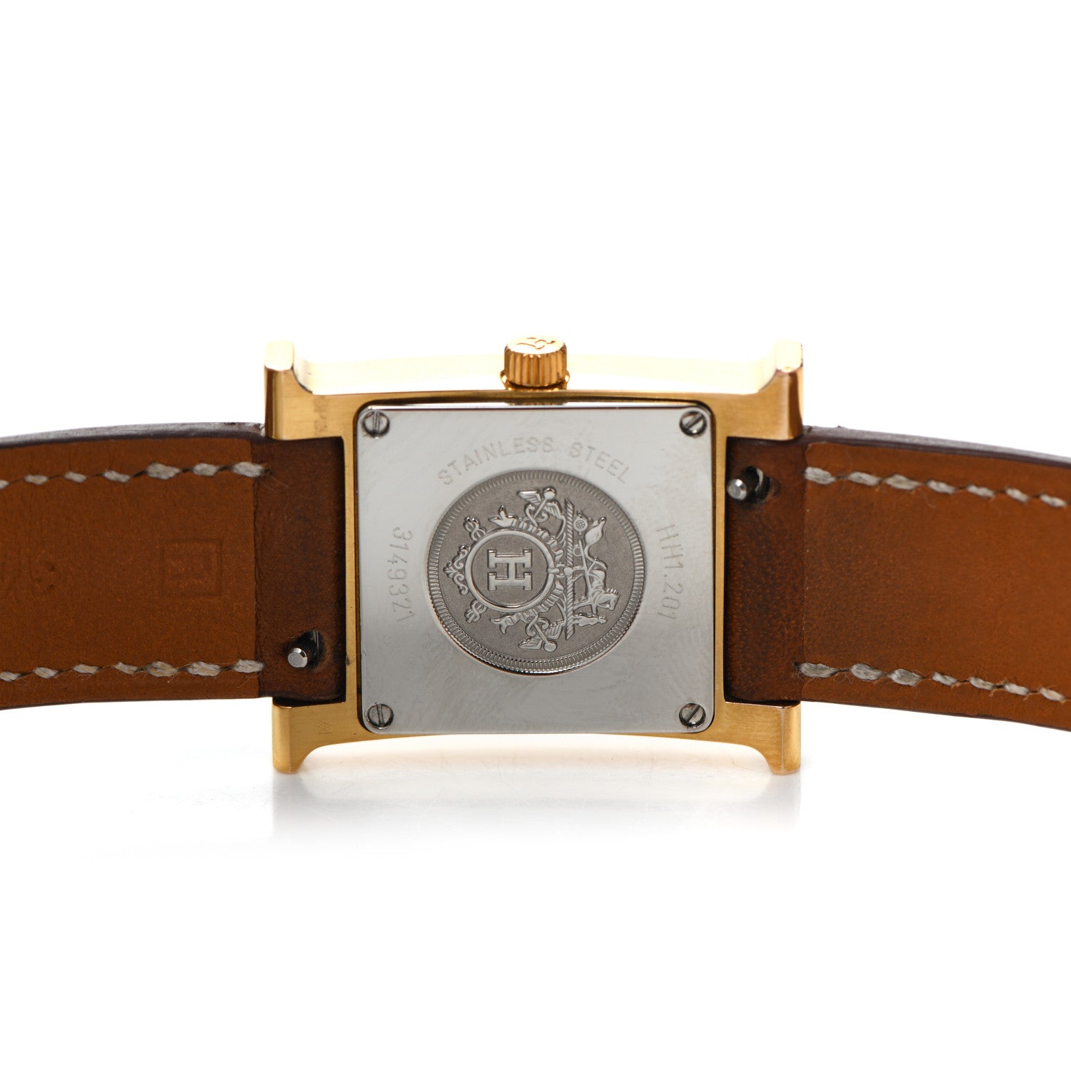 Hermes Stainless Steel Barenia 21mm Heure H Hour Double Tour Quartz Watch Fauve 4 of 5
