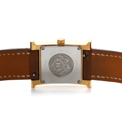 Hermes Stainless Steel Barenia 21mm Heure H Hour Double Tour Quartz Watch Fauve 4 of 5