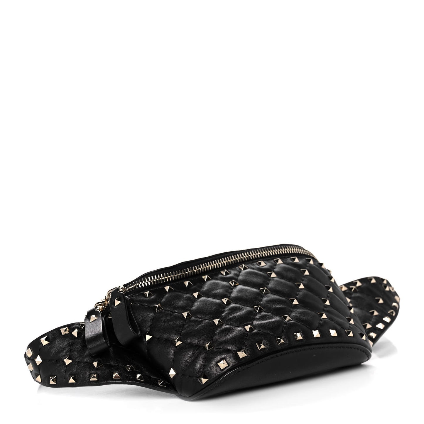 Lambskin Rockstud Spike Belt Bag 85 Black