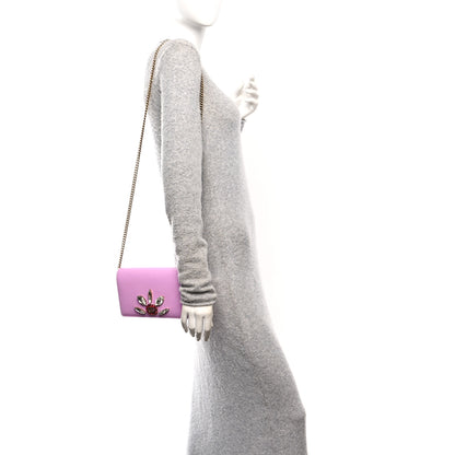 Gucci Calfskin Marquise Crystals Mini GG Chain Wallet Malva 3 of 9