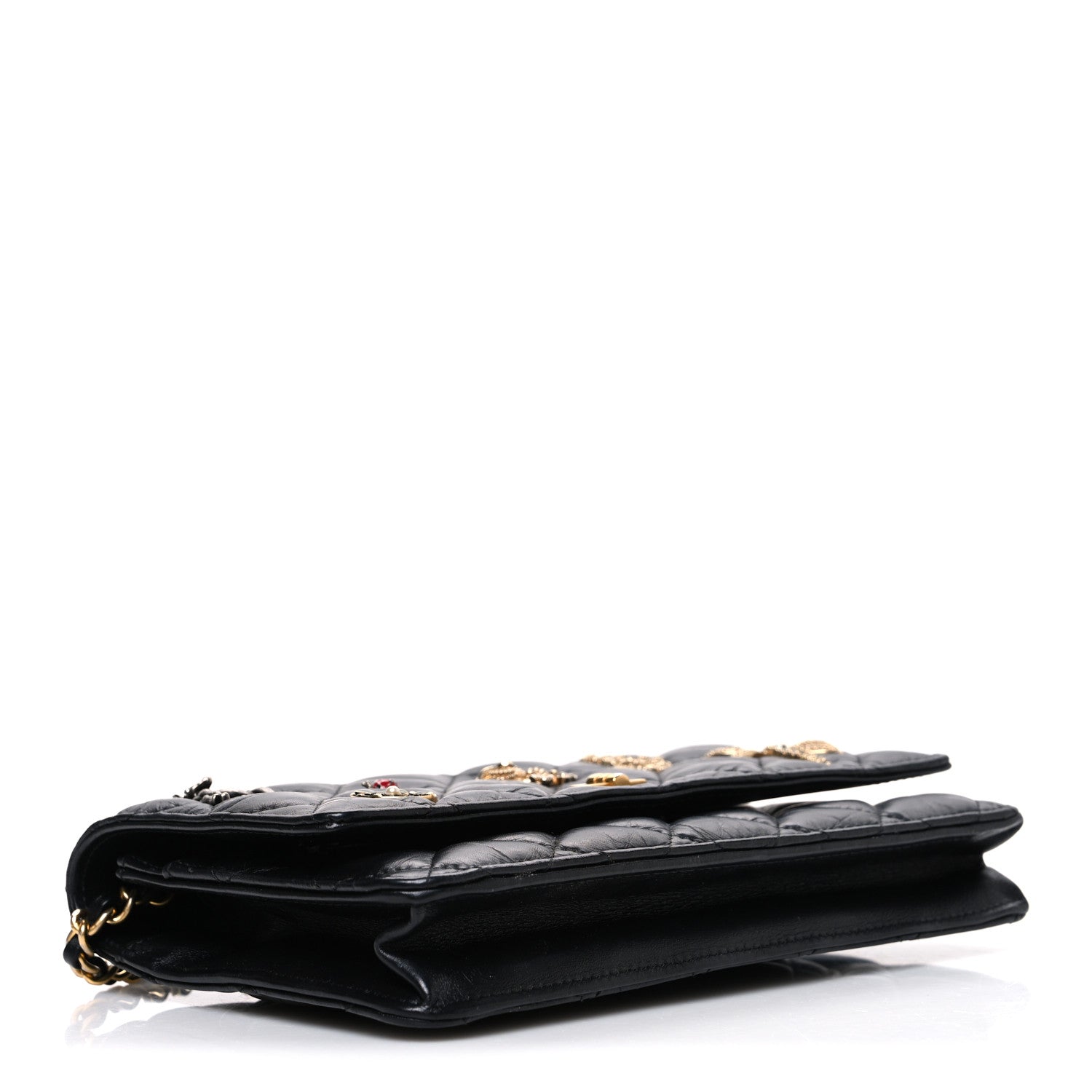 Chanel Aged Calfskin Lucky Charms 2.55 Reissue Wallet on Chain WOC Black 4 of 12
