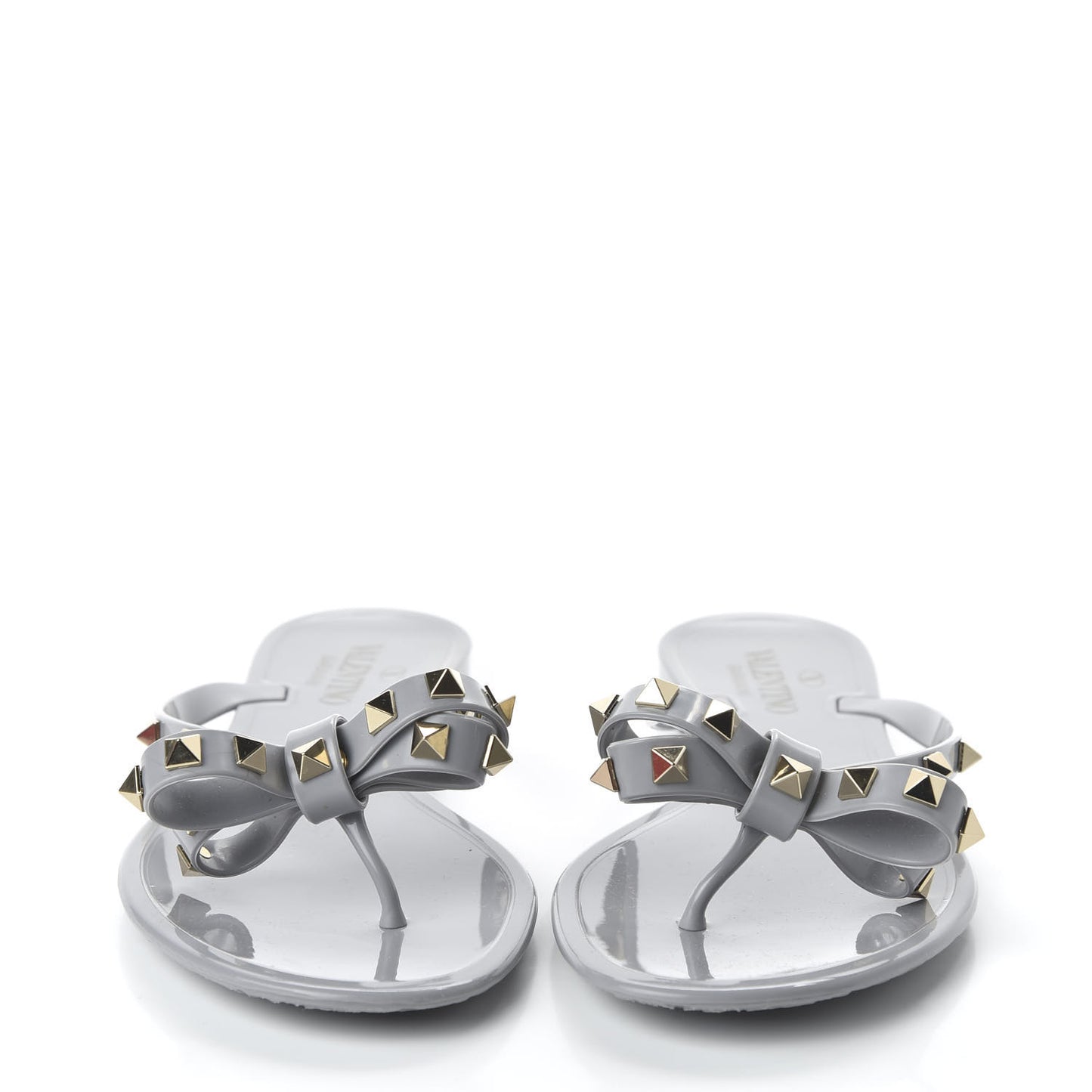 PVC Jelly Rockstud Bow Thong Sandals 40 Pastel Grey