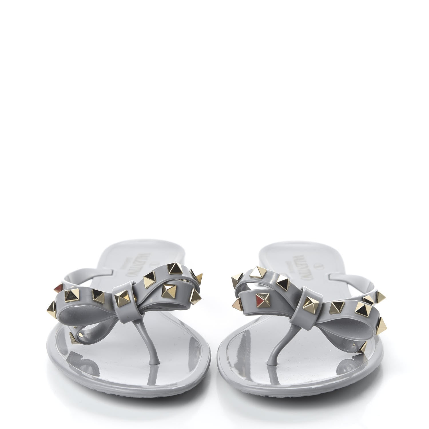 Valentino Garavani PVC Jelly Rockstud Bow Thong Sandals 40 Pastel Grey 2 of 8