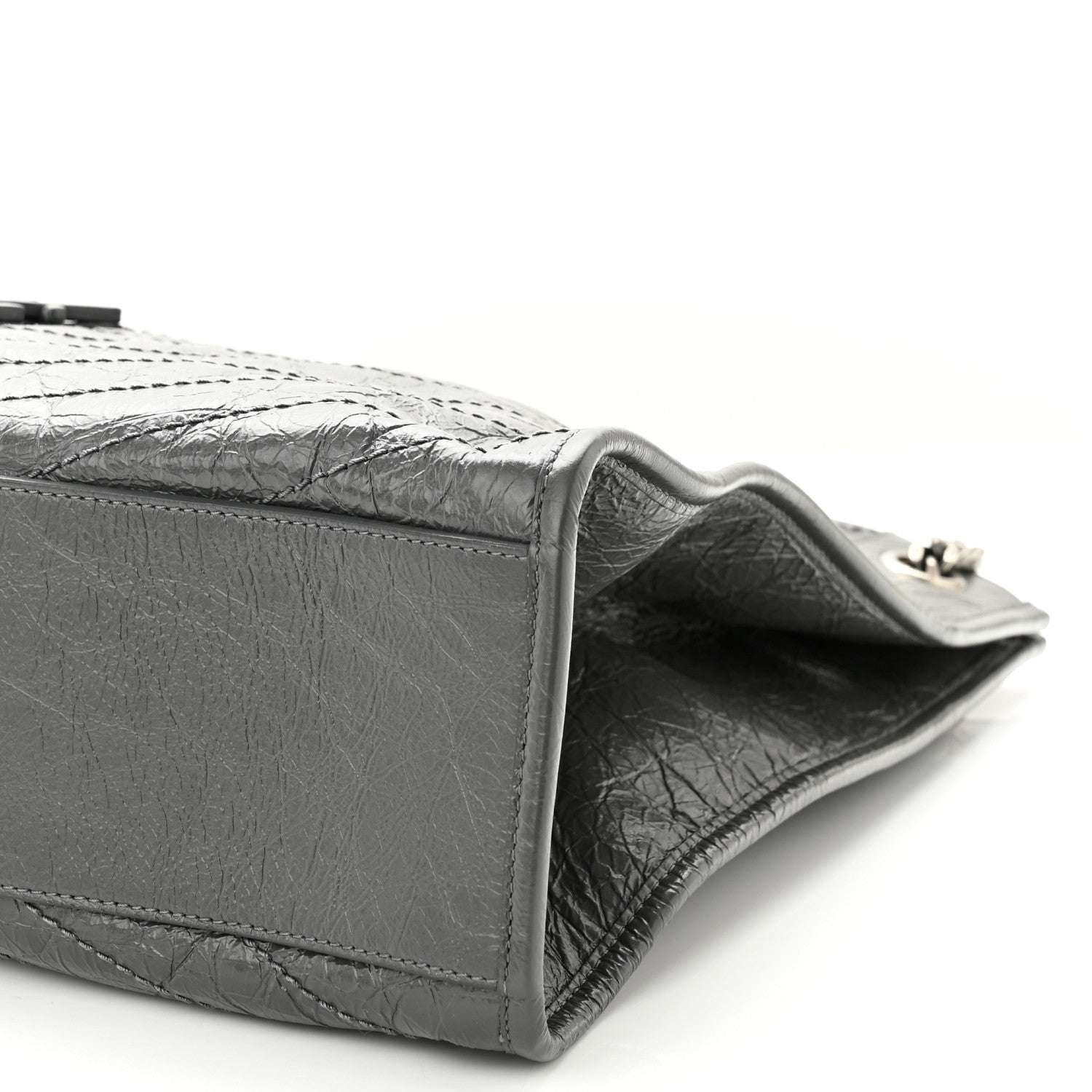 Saint Laurent Crinkled Calfskin Matelasse Monogram Niki Shoulder Bag Storm 10 of 10