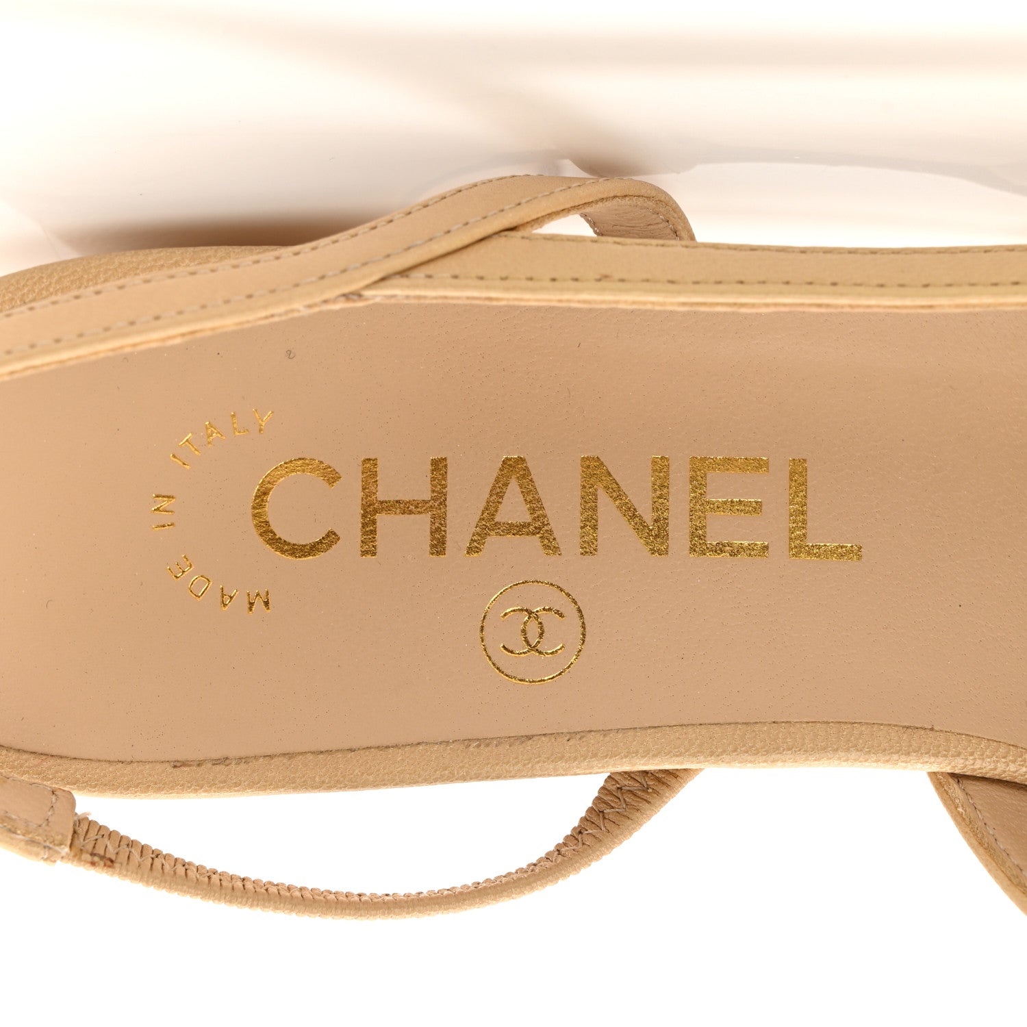 Chanel Goatskin Grosgrain Cap Toe CC Slingback Pumps 37 Beige Black 8 of 11