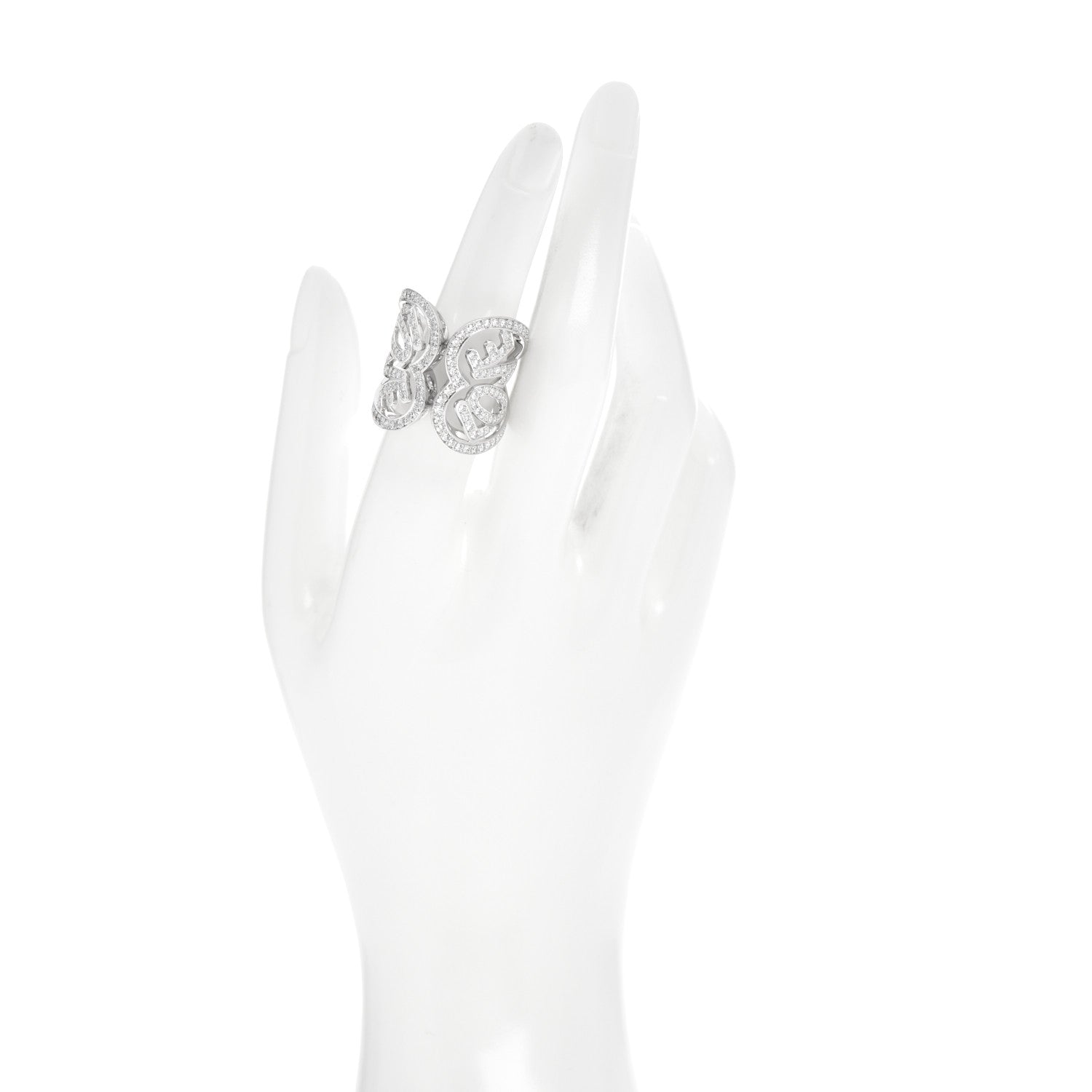 Chopard 18K White Gold Diamond Love Hearts Ring 53 6.5 2 of 6
