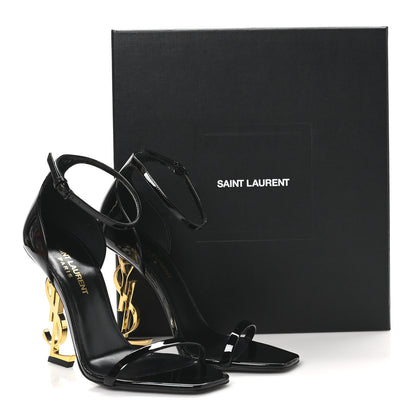 Saint Laurent Patent Calfskin Opyum 110 Sandals 36.5 Black Gold 10 of 10