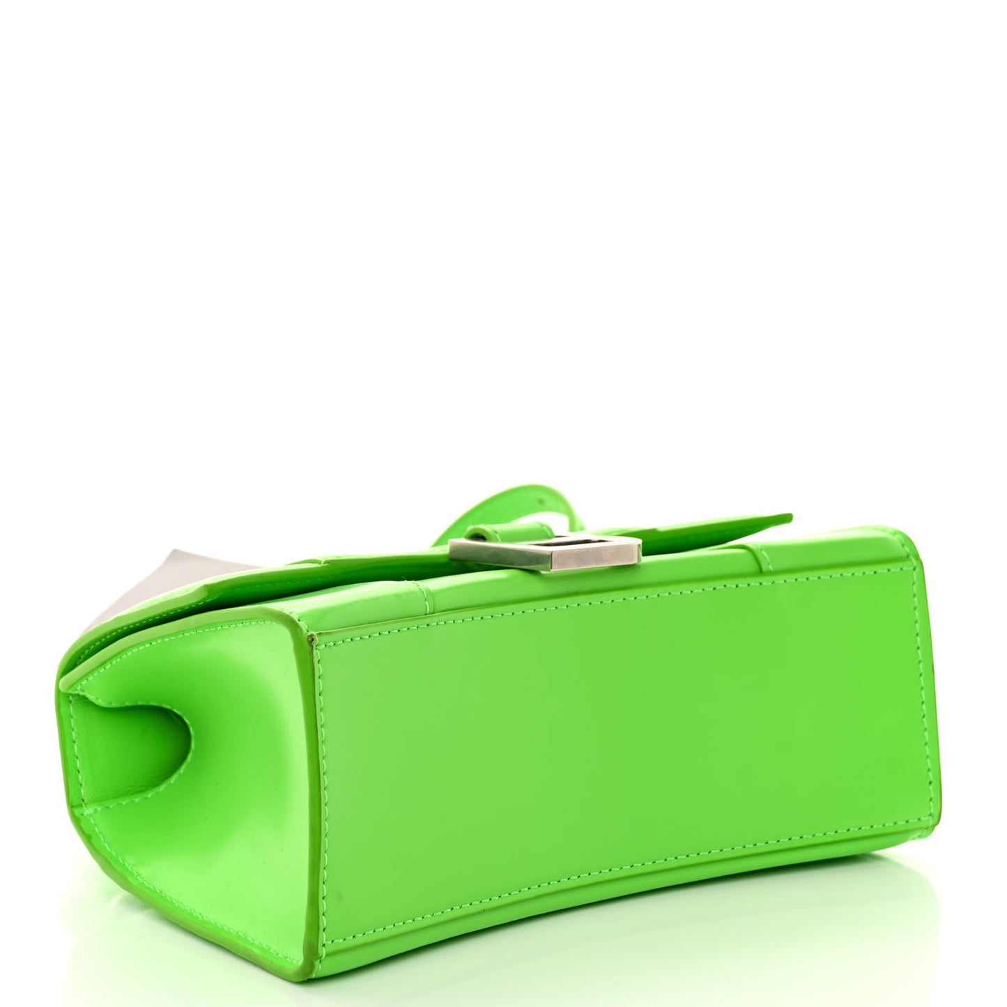 Shiny Box Calfskin Hourglass Top Handle Bag XS Acid Green