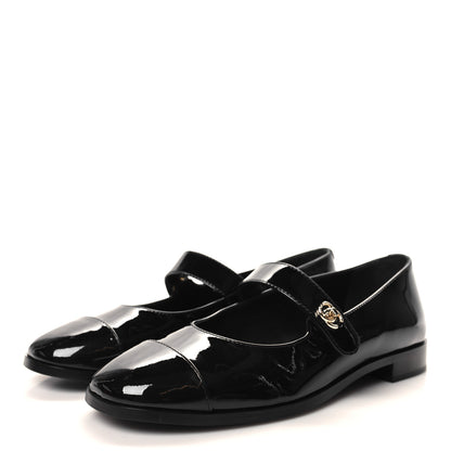 Chanel Patent Calfskin Mary Janes Flats 40.5 Black 3 of 9