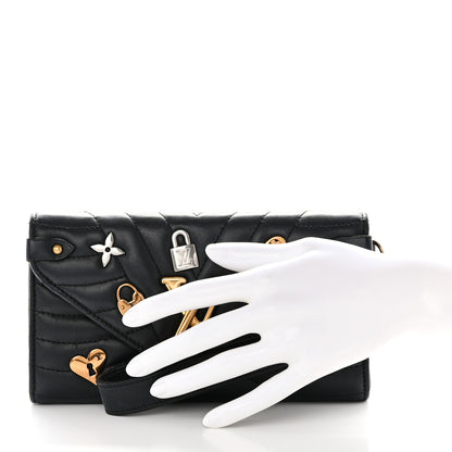Louis Vuitton Calfskin Love Lock New Wave Long Wallet Black 2 of 10