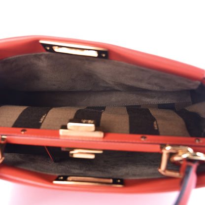 Fendi Vitello Morgan Fabric Jacquard Pequin Medium Peekaboo Iconic Satchel Papavero Tobacco Black 6 of 10