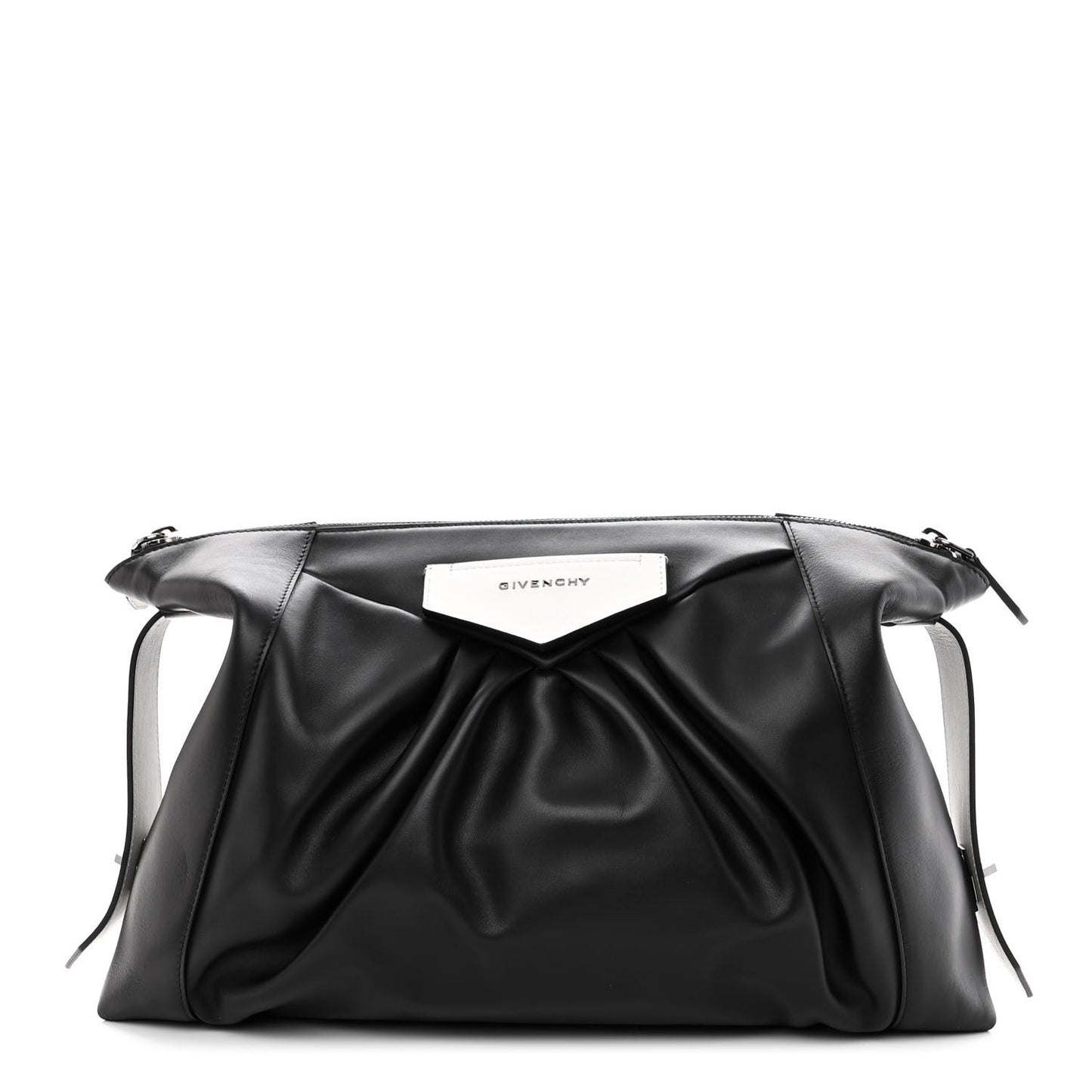 Calfskin Antigona Large Soft Clutch Black White