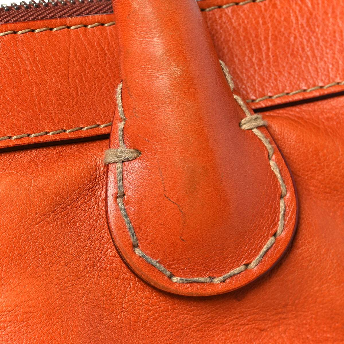 Calfskin Edith Satchel Orange