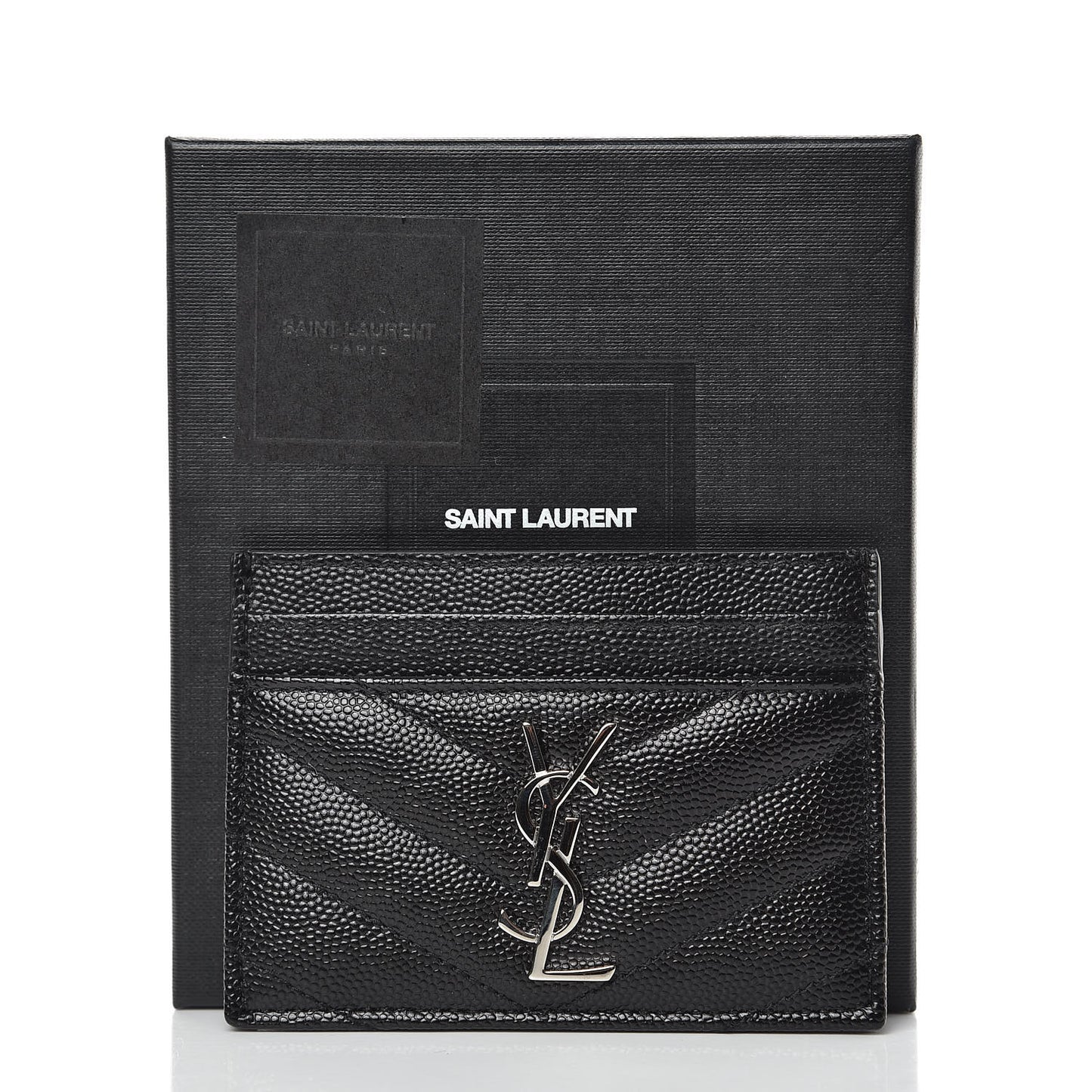 Grain De Poudre Matelasse Chevron Monogram Credit Card Case Black