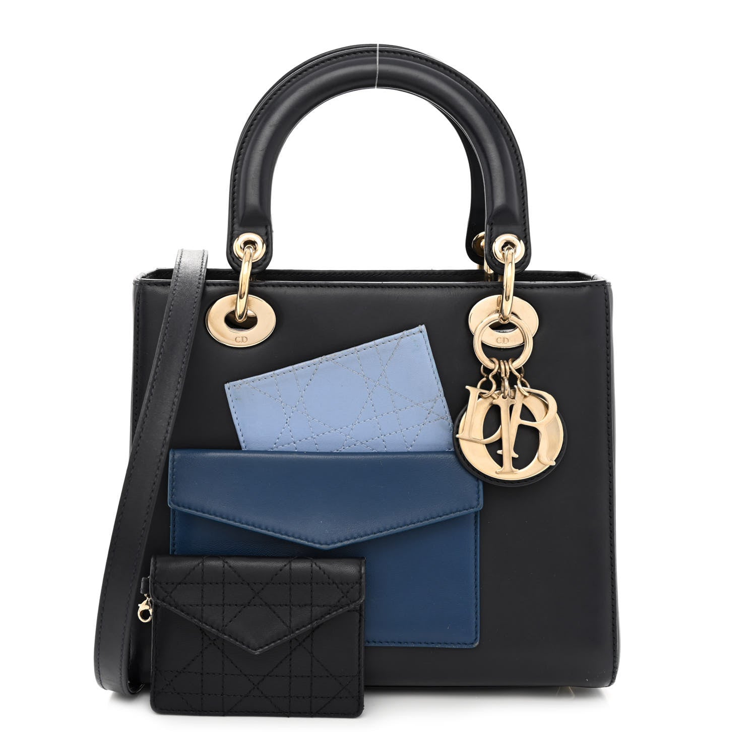 Christian Dior Calfskin Pockets Medium Lady Dior Blue 1 of 11