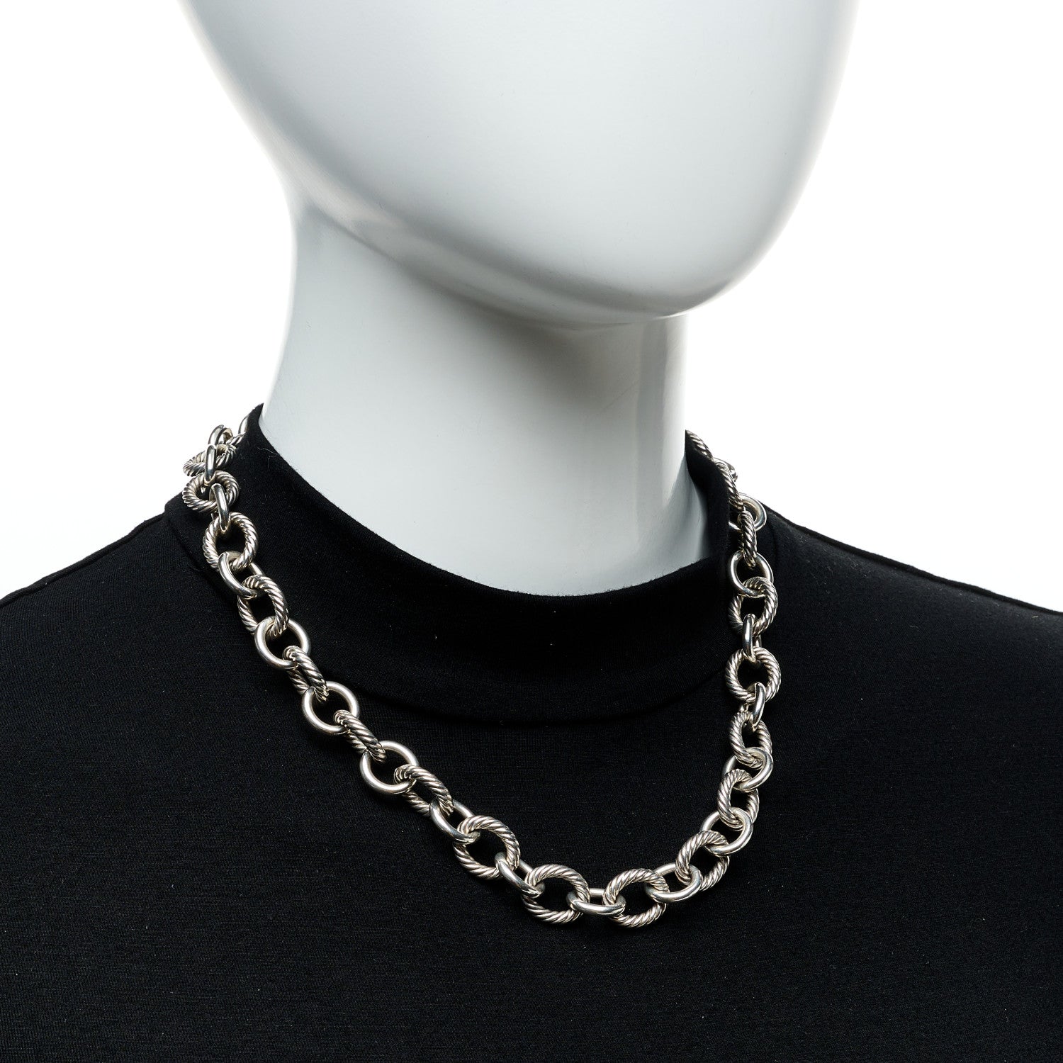 David Yurman Sterling Silver 12mm Large Oval Link Necklace 2 of 4