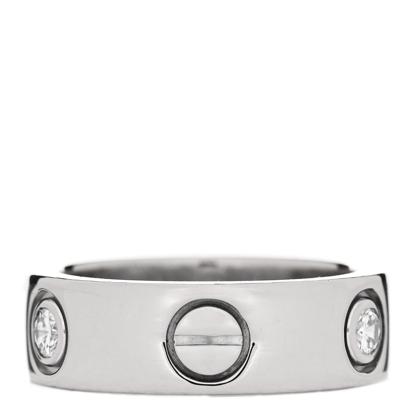 18K White Gold 3 Diamond 5.5mm LOVE Ring 46 3.75