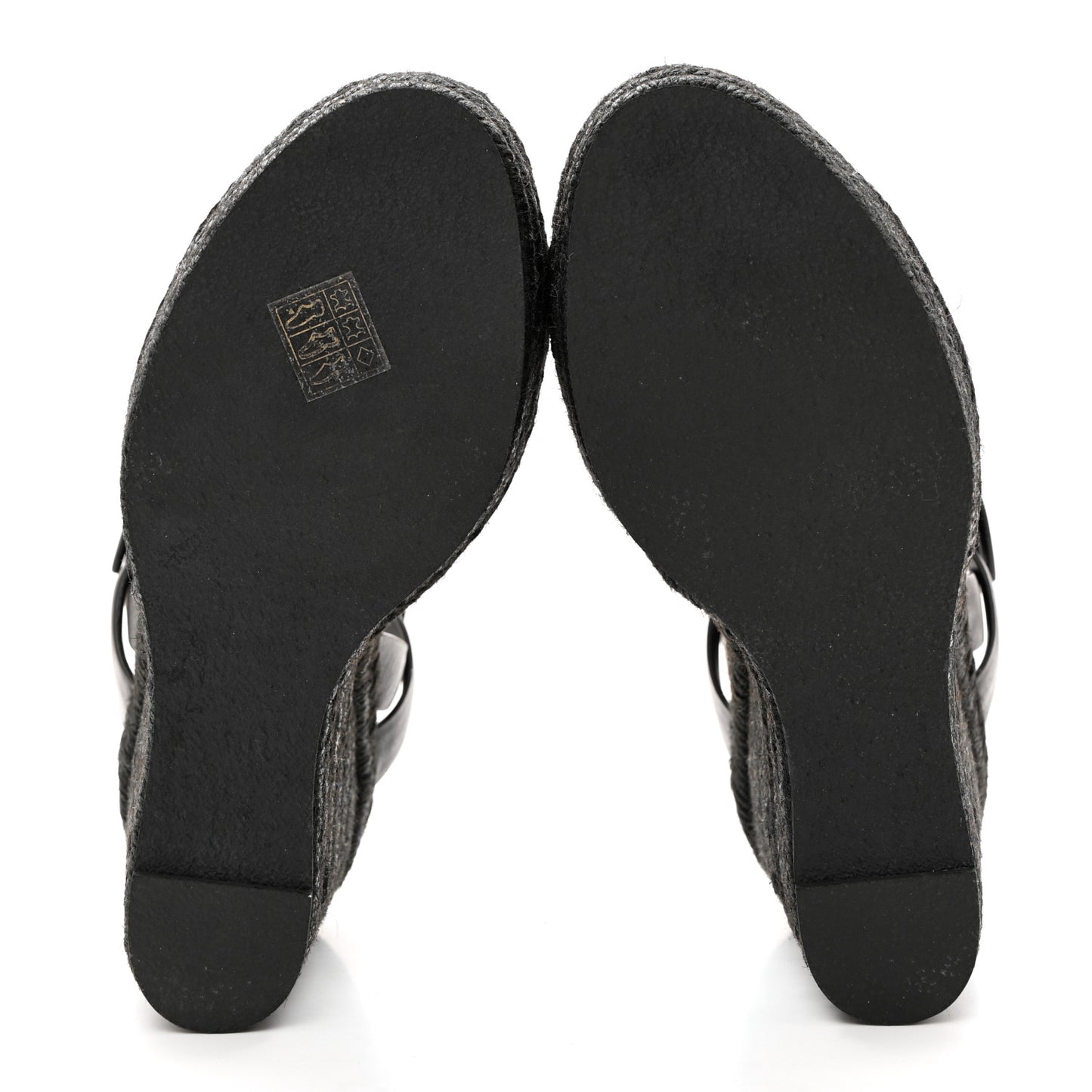 Calfskin Tribute 95 Platform Espadrille Wedge Sandals 39.5 Black