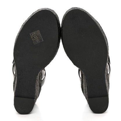 Saint Laurent Calfskin Tribute 95 Platform Espadrille Wedge Sandals 39.5 Black 5 of 7