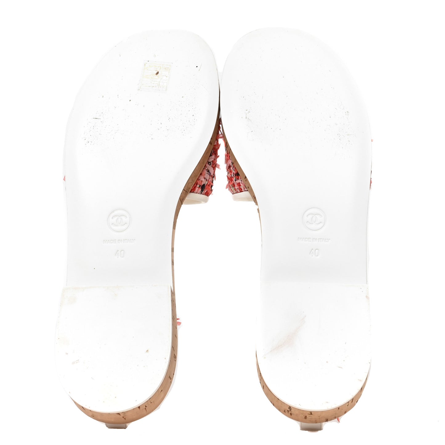 Tweed Cork Mule Sandal 40 Coral Red Pink