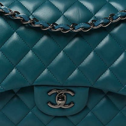 Chanel Lambskin Quilted Jumbo Double Flap Turquoise 8 of 10