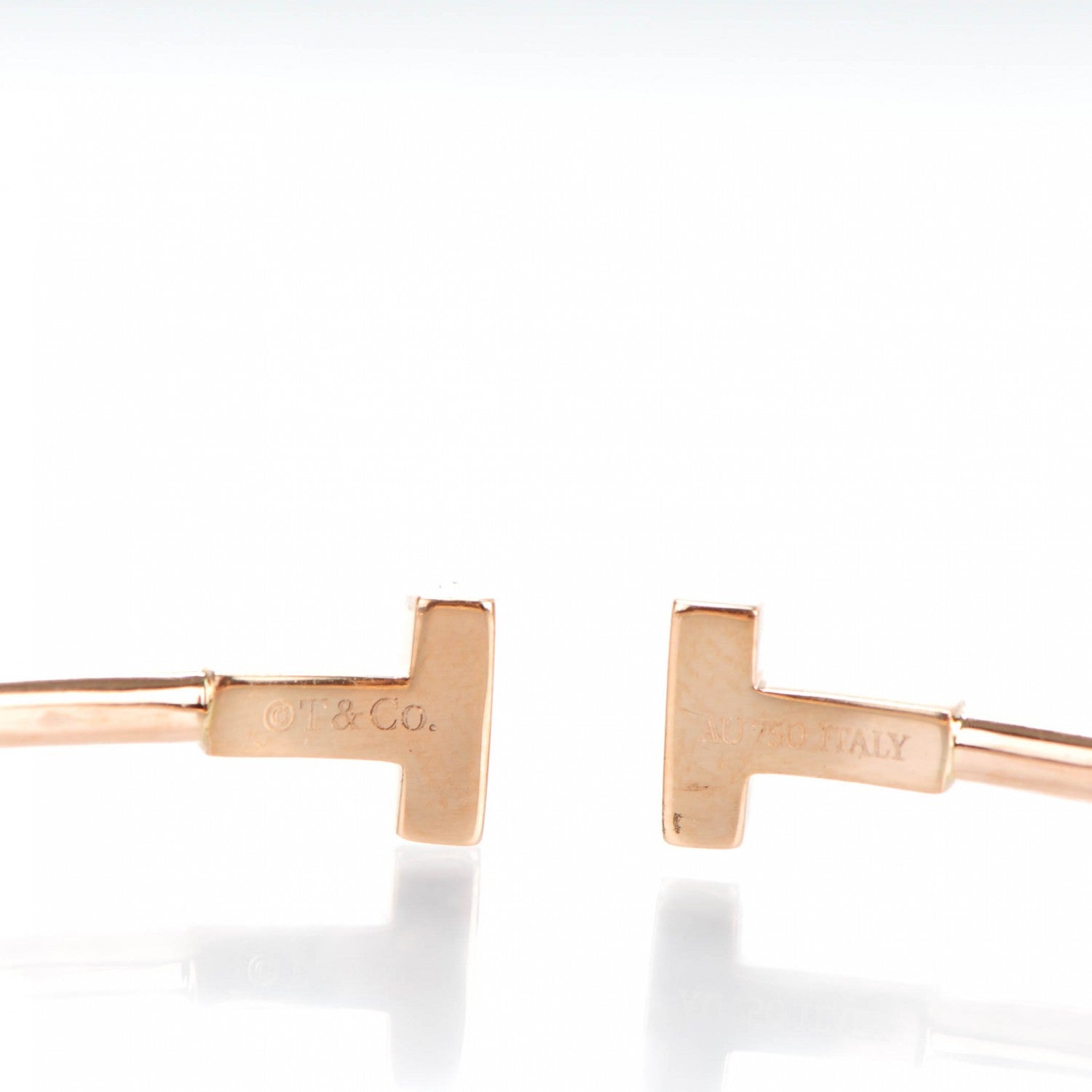Tiffany 18K Rose Gold Narrow T Wire Bracelet 4 of 4