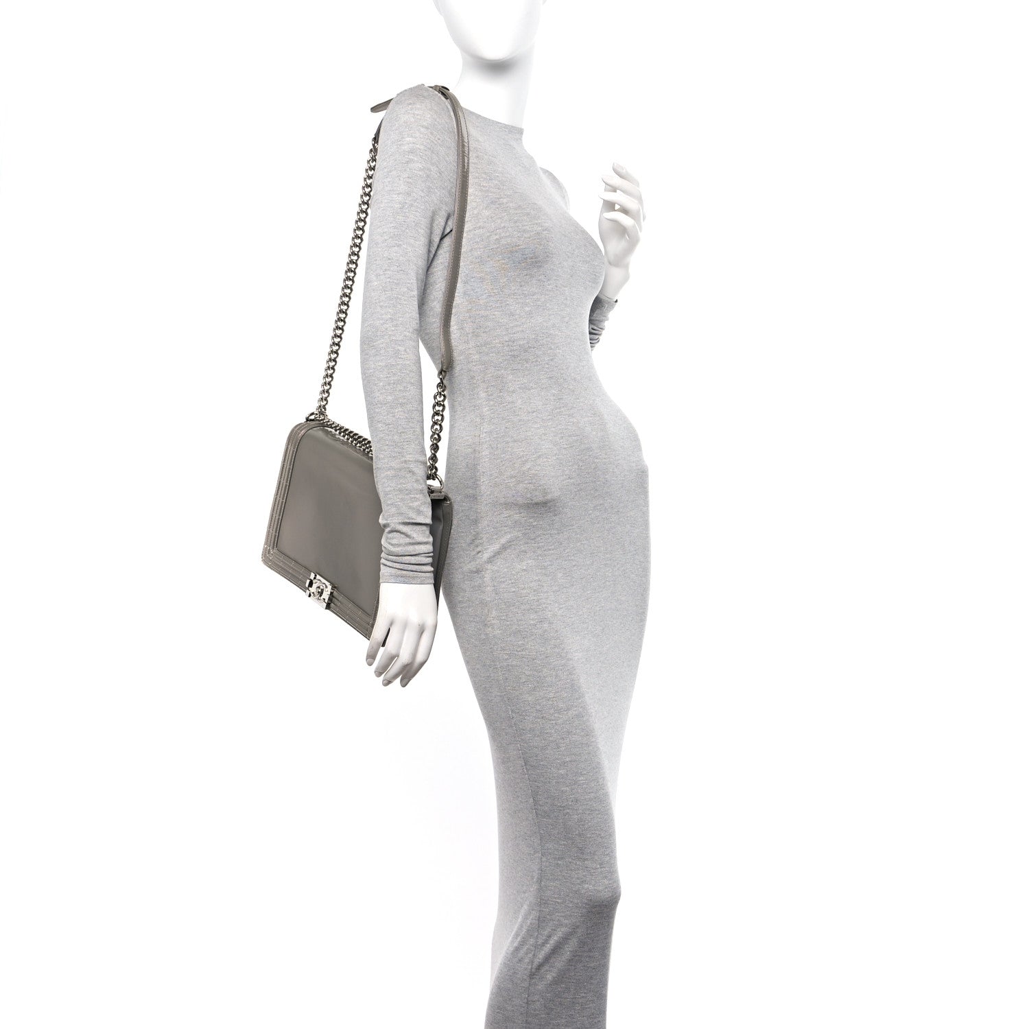 Chanel Glazed Calfskin Large Boy Flap Grey 2 of 10
