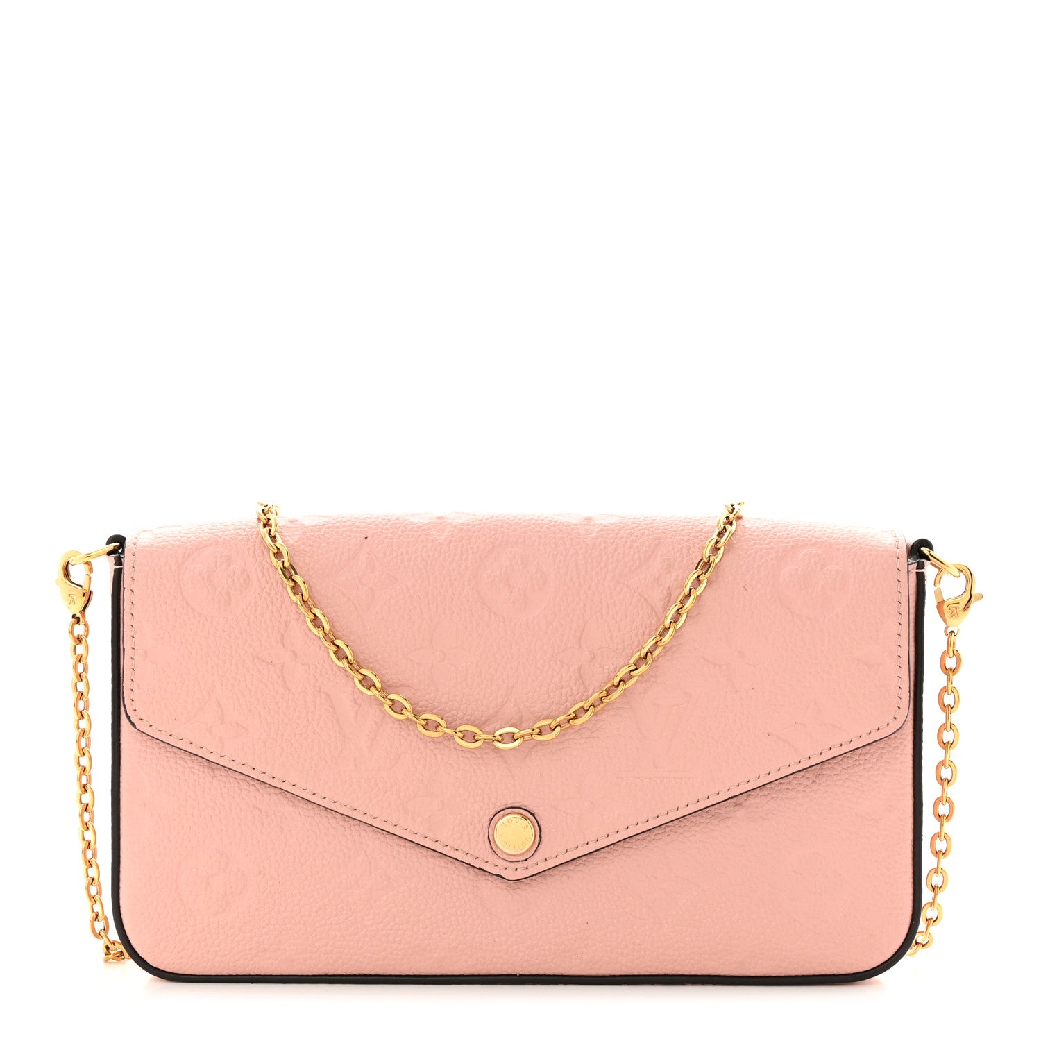 LOUIS VUITTON Empreinte Pochette Felicie Chain Wallet in the color Rose Poudre by FASHIONPHILE