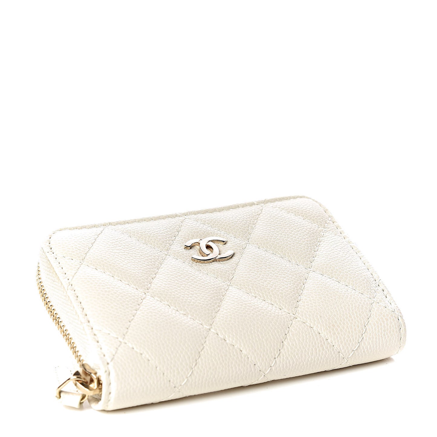 Caviar Quilted Zip Around Coin Purse Ivory