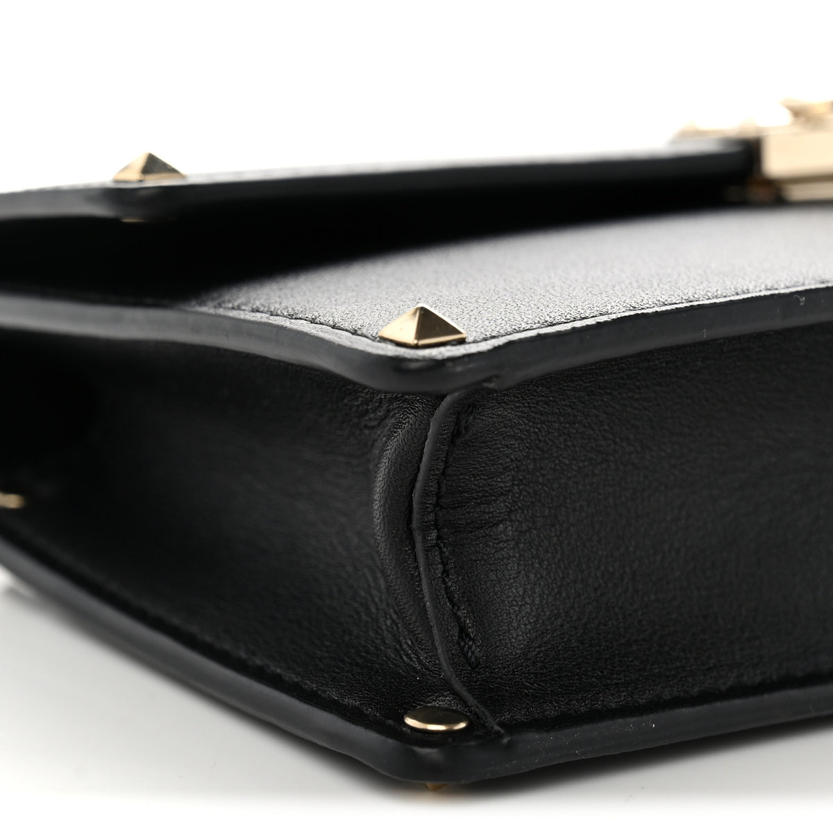 Valentino Garavani Calfskin Rockstud Flip Lock Top Handle Bag Black 8 of 9
