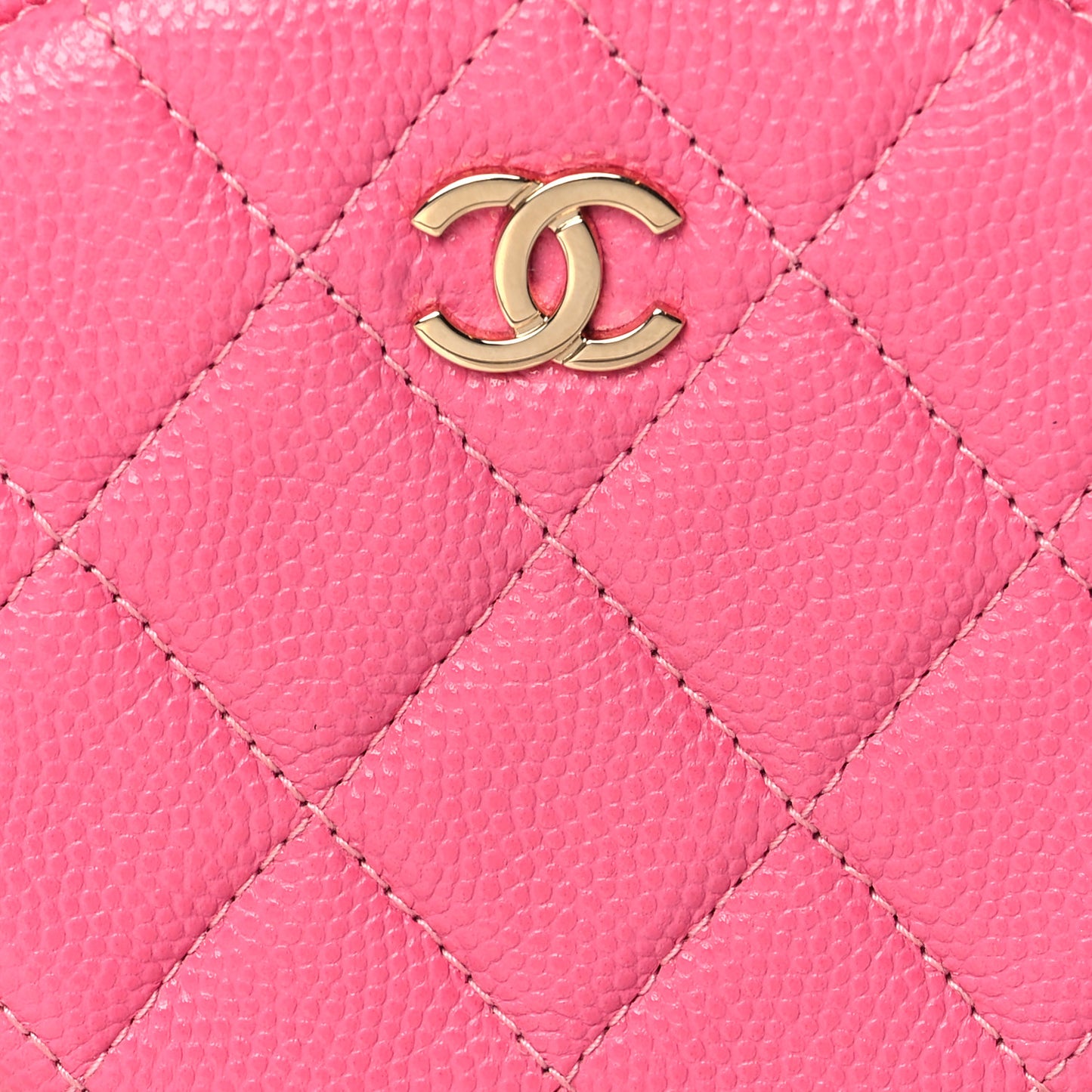 Caviar Quilted Zip Around Classic Coin Purse Pink