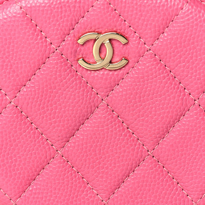 Chanel Caviar Quilted Zip Around Classic Coin Purse Pink 8 of 11