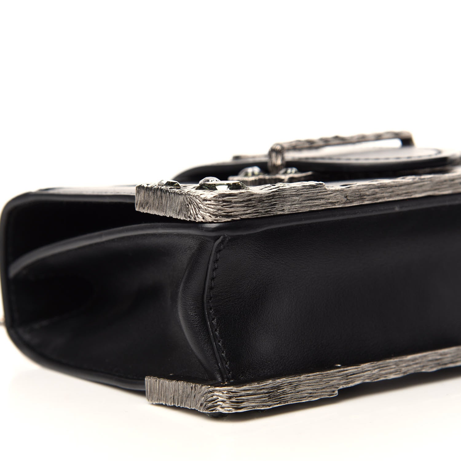 Prada Crystal City Calf Saffiano Cahier Shoulder Bag Black 6 of 9